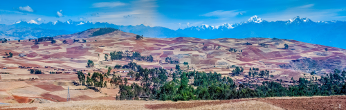 A mountain range near Cuzco, with the Andes in the back