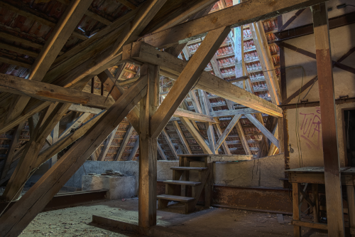 View of an attic at Beelitz Sanatorium