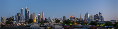 Blick auf die Skyline von Melbourne von der Dachterrasse unserer Haustauschunterkunft in der Stadt