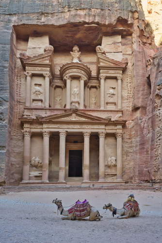 After walking a narrow canyon for almost a mile, you get a glimpse at Petra's first highlight: the Treasury