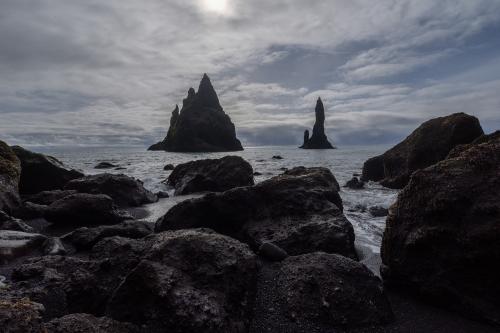 Reynisfjara Beach is one of Iceland's most famous beaches.  It is also home to a Puffin colony.
